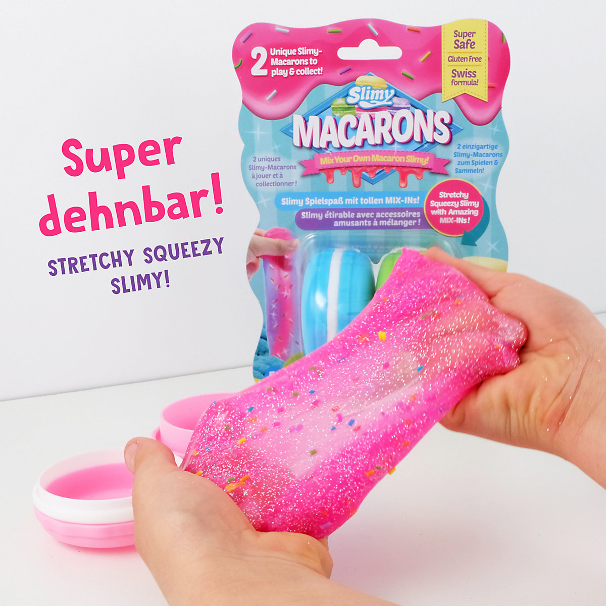 SLIMY® Macarons 2 x 50g - Original Slimy Slime Set mit verschiedenen Spielmassen, Glitzer und Streusel zum Einkneten
