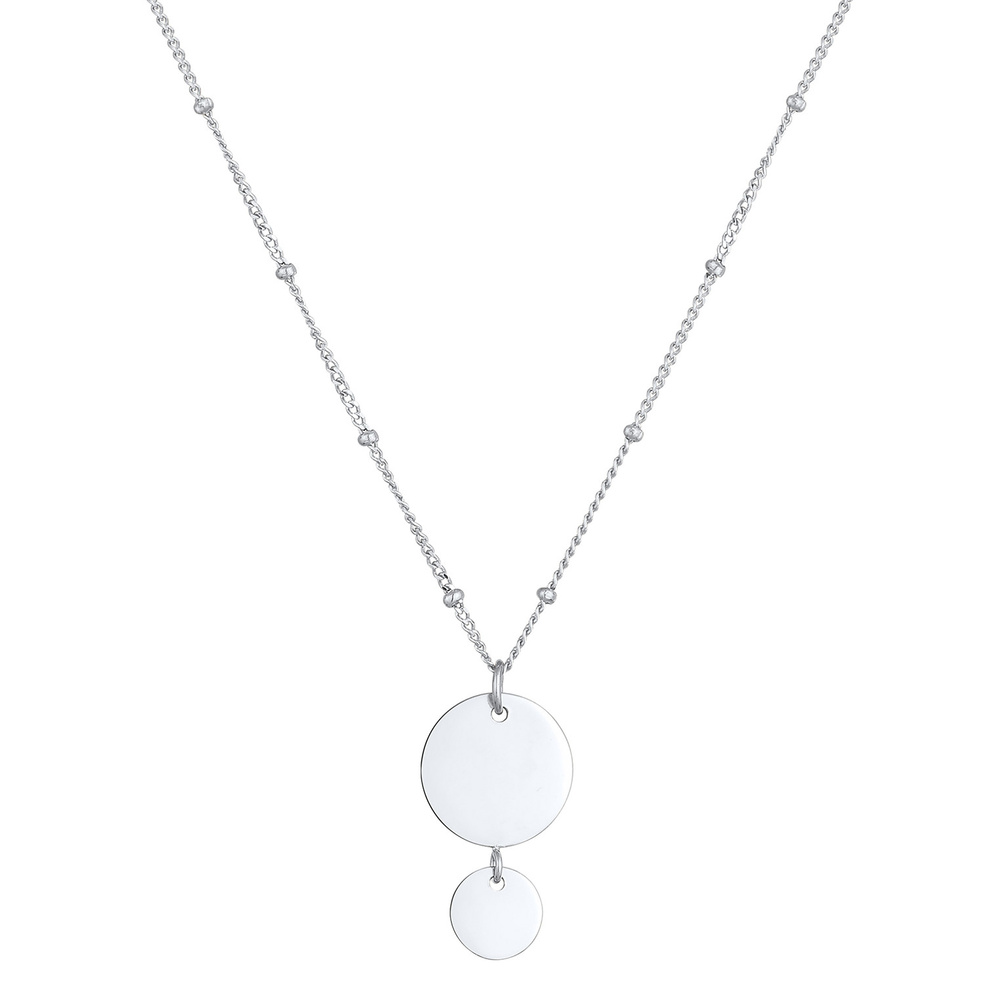 Elli Elli Collier Plaquettes Pendentif Chaîne à Boules Géo Look Trend Collier Femme -  Bijoux