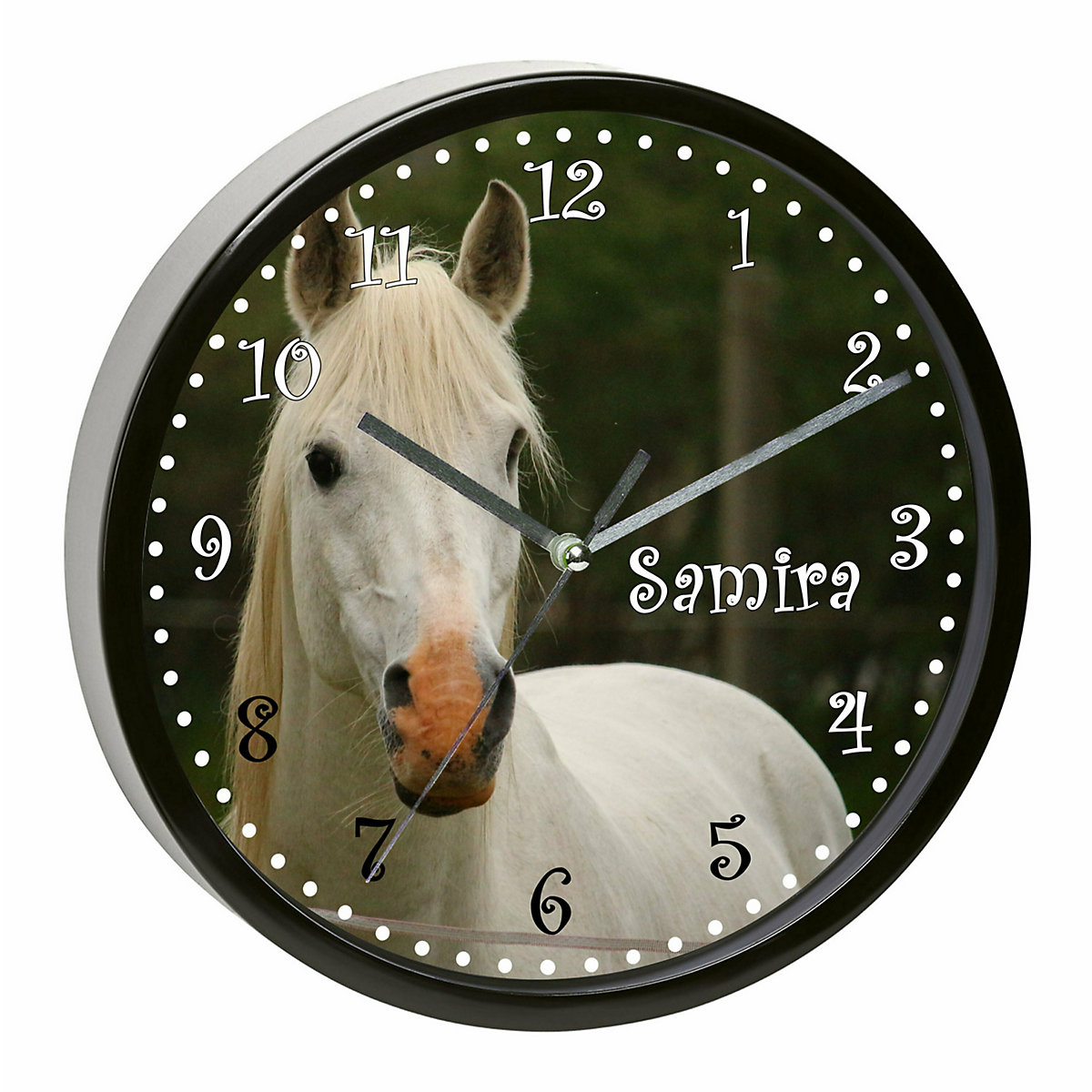Kinder Wanduhr laufruhig personalisiert mit Name Schimmel