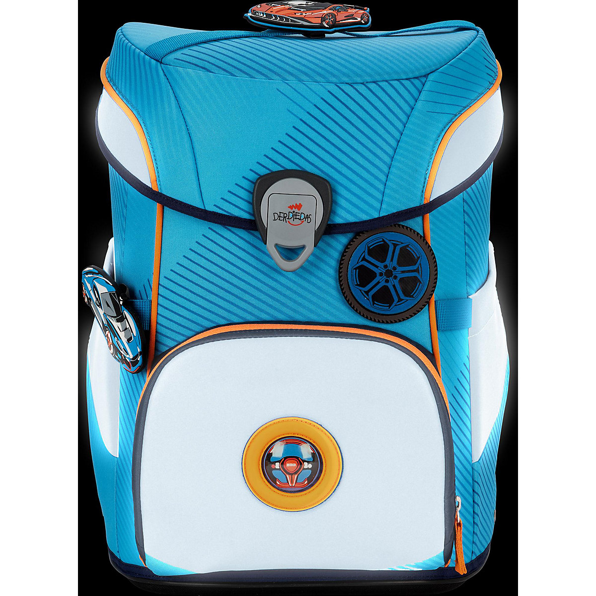 Schulrucksackset ErgoFlex EASY SUPERFLASH EXKLUSIV Supercar, 5-tlg., inkl. Wechselbuttons (2023)