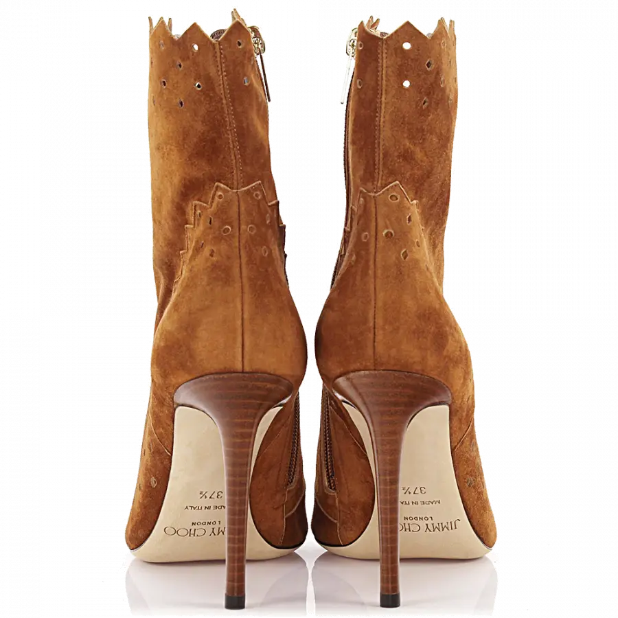 Jimmy Choo - Stiefeletten Beige Kaschmir Veloursleder Lochmuster beige-kombi - beige