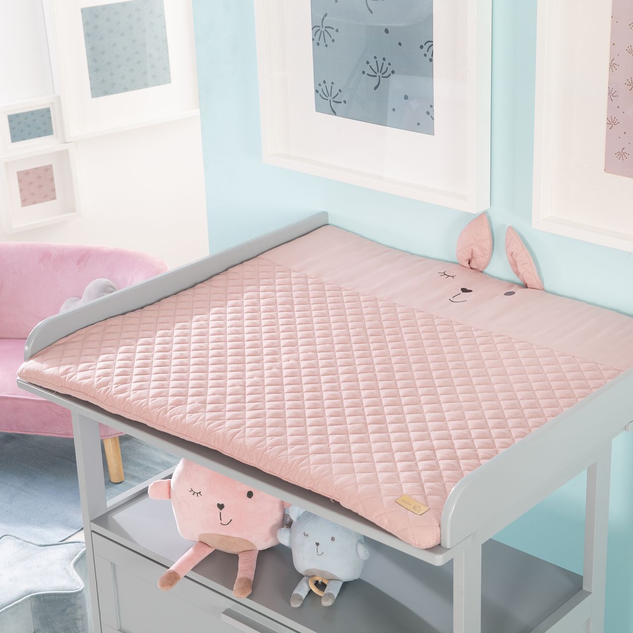 Roba Krabbeldecke 'roba style', mit Spielbogen mit 5 Elementen 'Lily', Wickelauflage, 85x75cm, rosa
