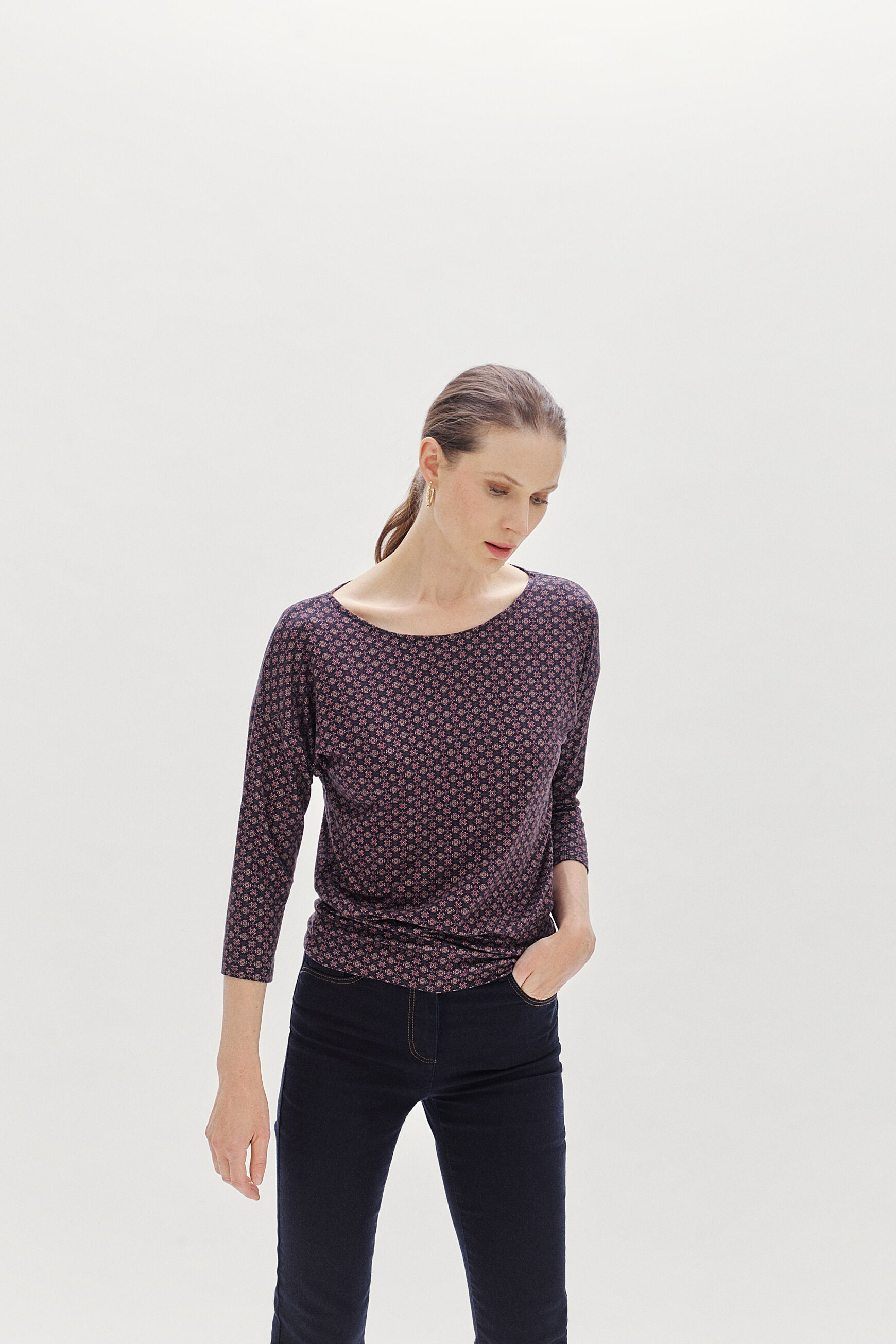 t-shirt jimmy-azulejo bleu marine femme