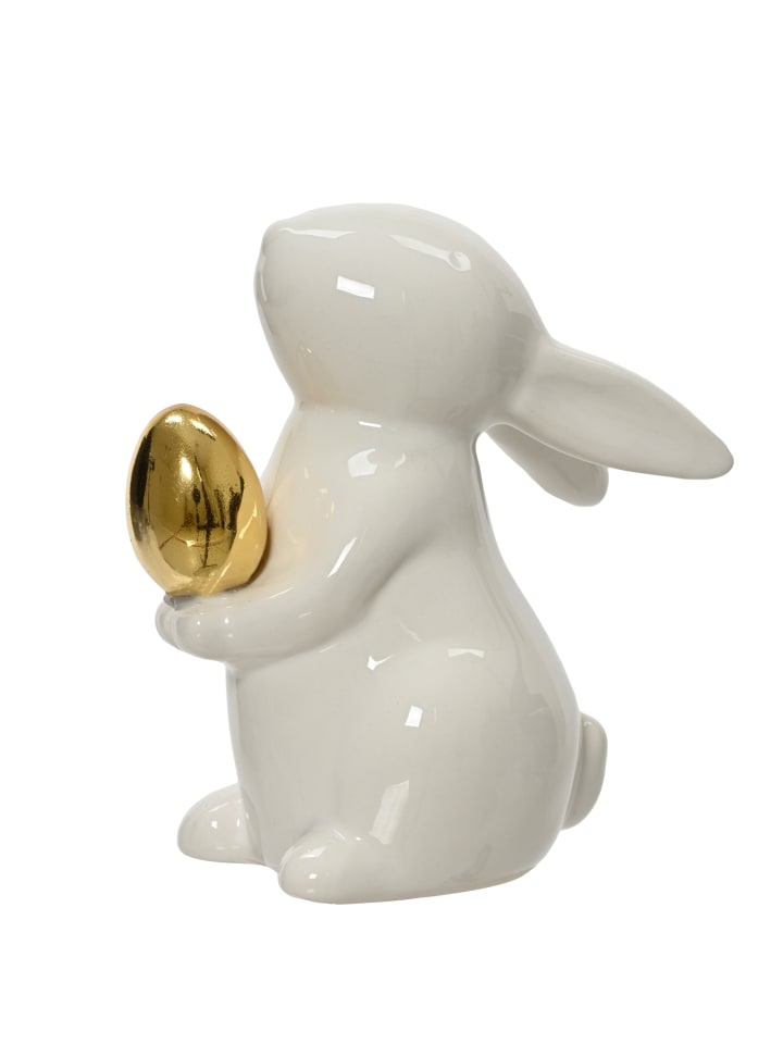 MARELIDA Hase mit goldenem Ei Osterhase Osterdeko Dekofigur H: 13cm in weiß günstig kaufen onesize