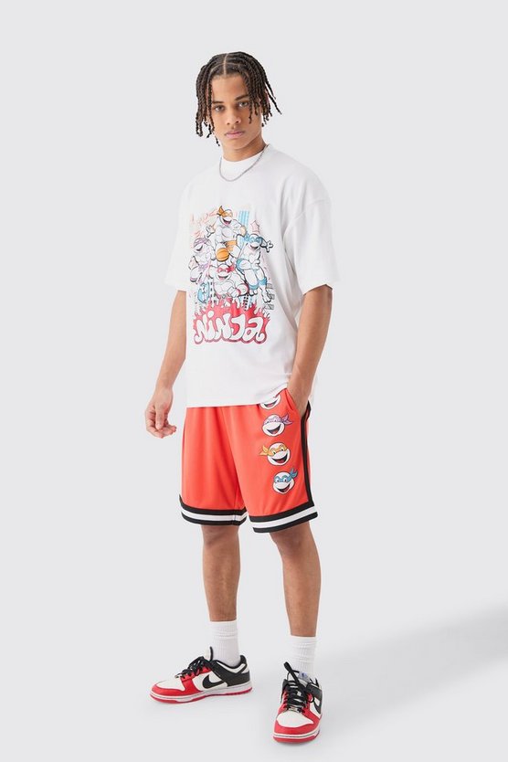 Oversize T-Shirt mit lizenziertem Ninja Turtles Print und Mesh Shorts