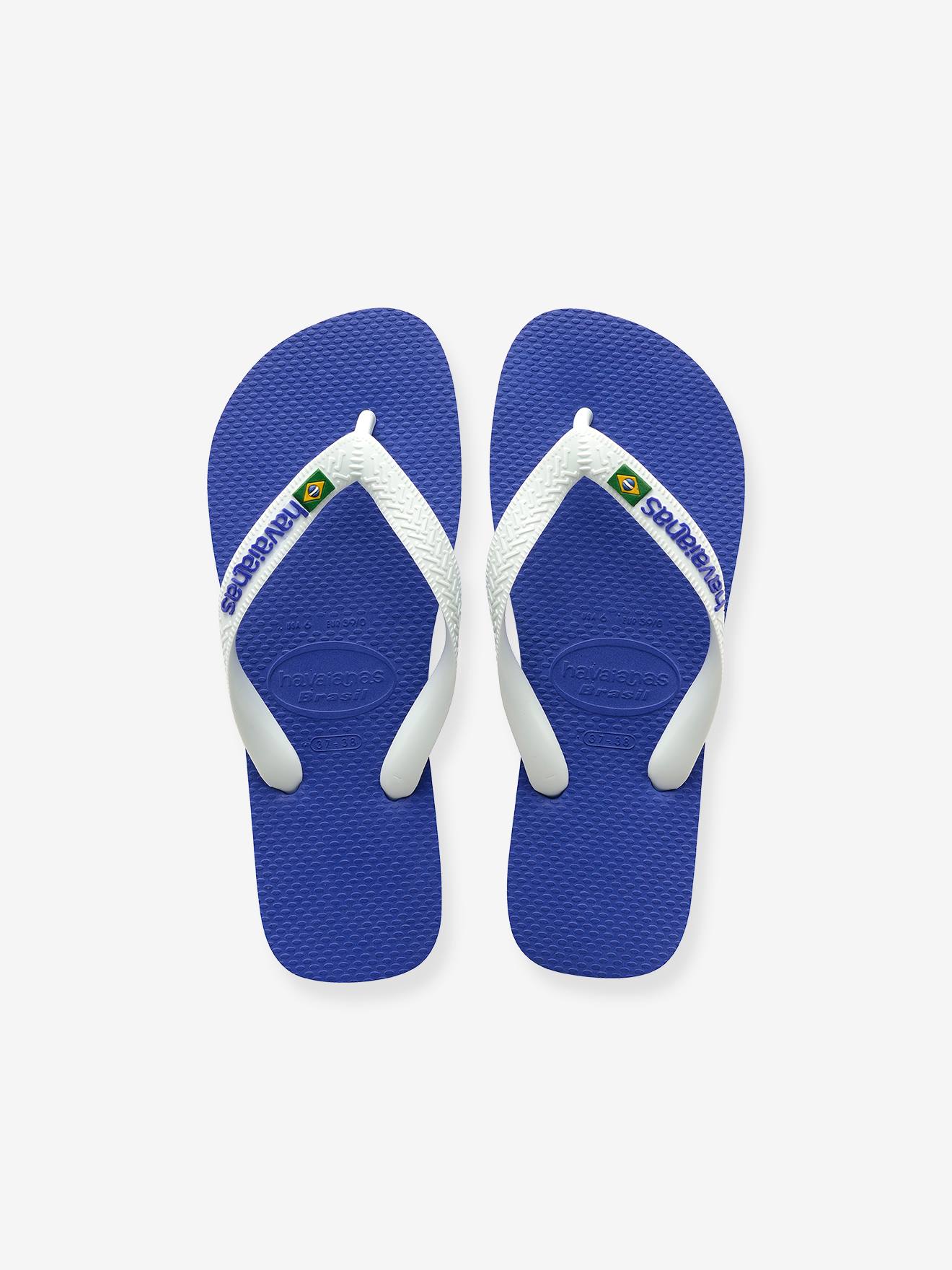 Tongs enfant Brasil logo HAVAÏANAS marine/weiß