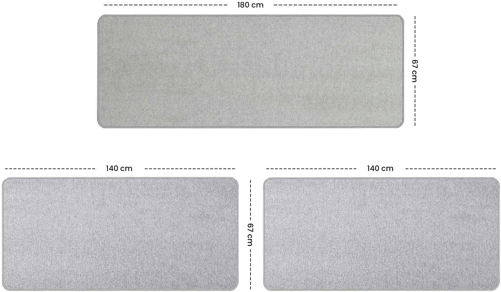 Bettumrandung MACAO Primaflor-Ideen in Textil, Höhe 4 mm, (3-tlg), Bettvorleger, Läufer-Set für das Schlafzimmer, Uni Farben