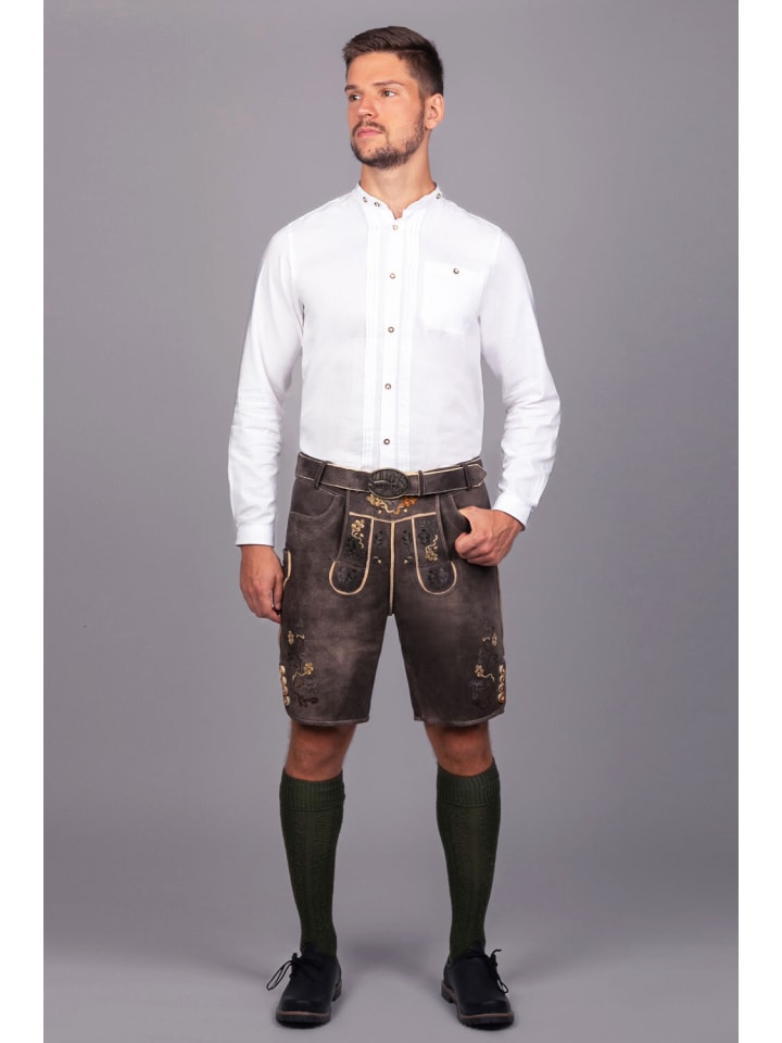 Edelnice Kurze Hirschlederhose Stefan sämisch in dunkelbraun günstig kaufen