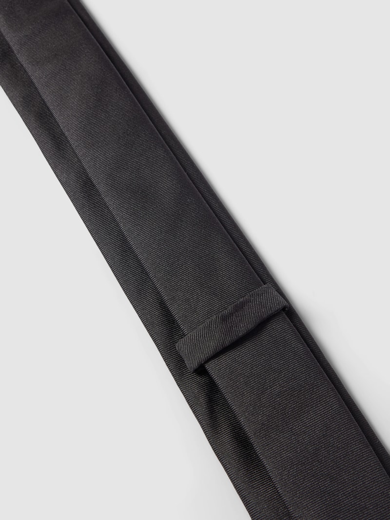 Seidenkrawatte mit Label-Patch (6,0 cm) in schwarz