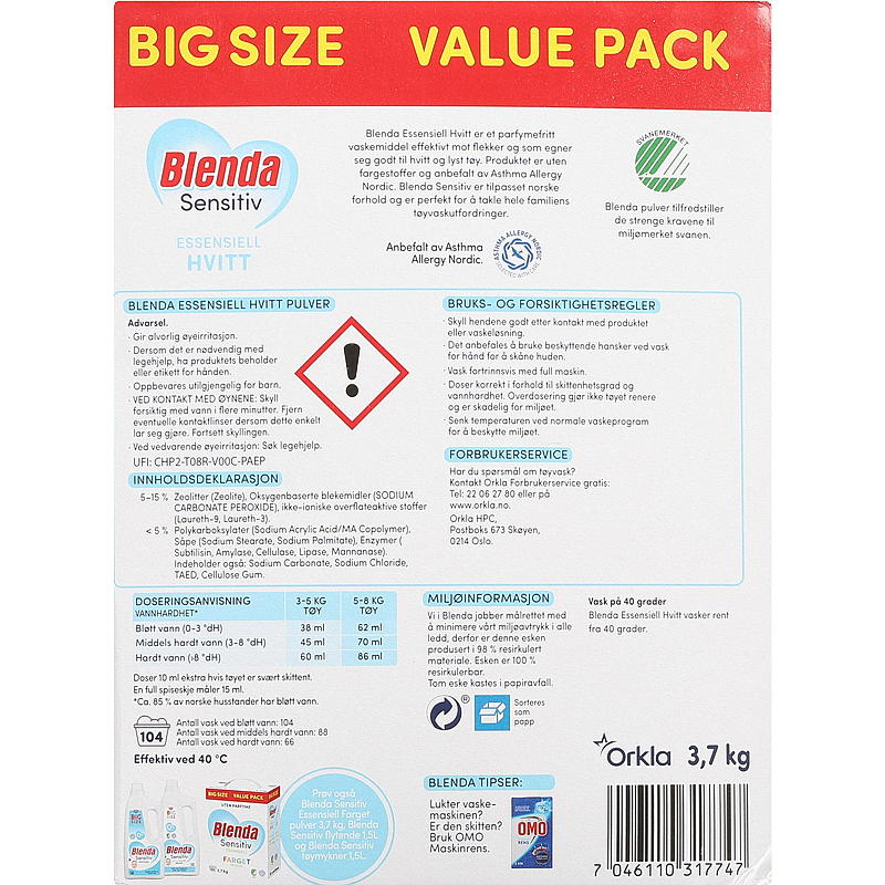 Blenda Blenda Essensiell 3,7 kg hvitt