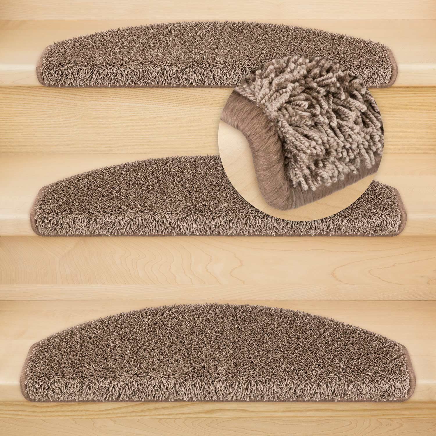 Stufenmatte Stufenmatten Emphoria Halbrund Einzeln und Sparset's, Metzker®, halbrund, Höhe: 15 mm, 15 Stück im Set - Hellbraun