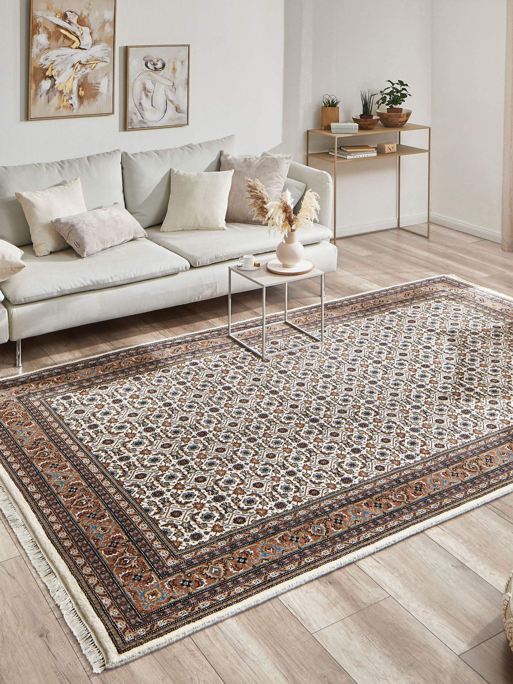 Kanpur Herati Orient-Teppich, Creme