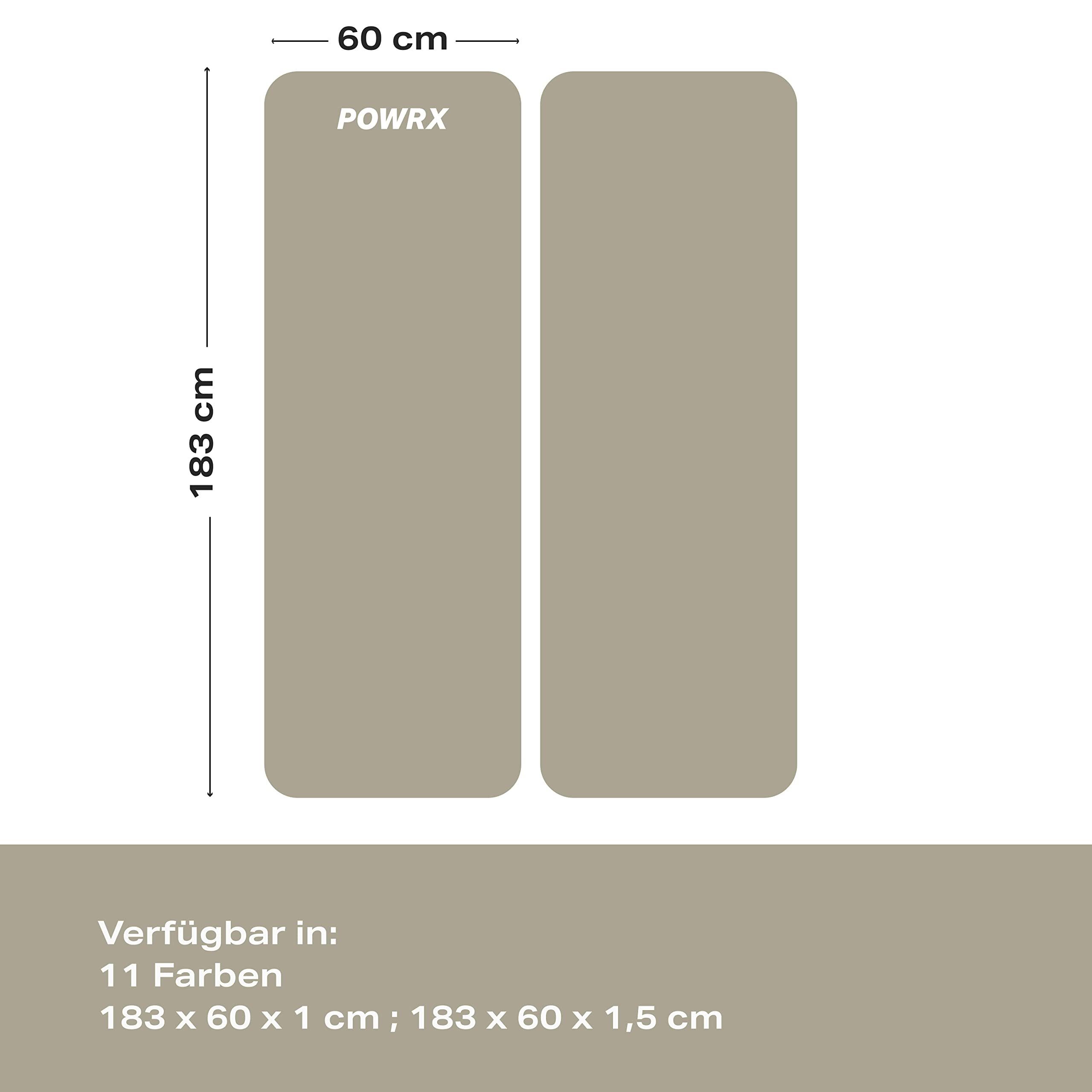 POWRX Yogamatte Gymnastikmatte Yogamatte Hellgrau 183x60x1cm, Light Grey 183 X 60 X 1 Cm 183 X 60 X 1 Cm