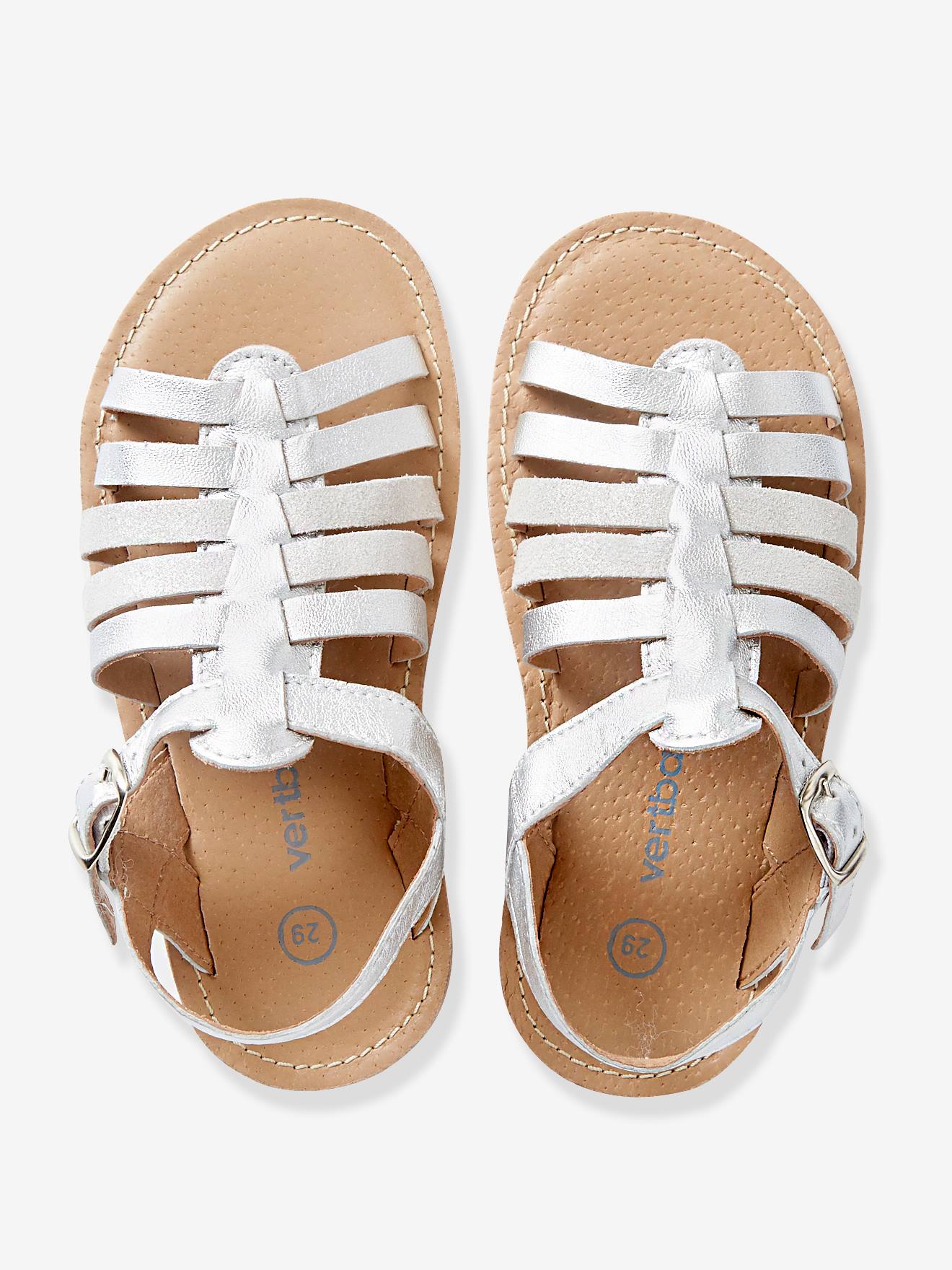 Sandales fille en cuir argent