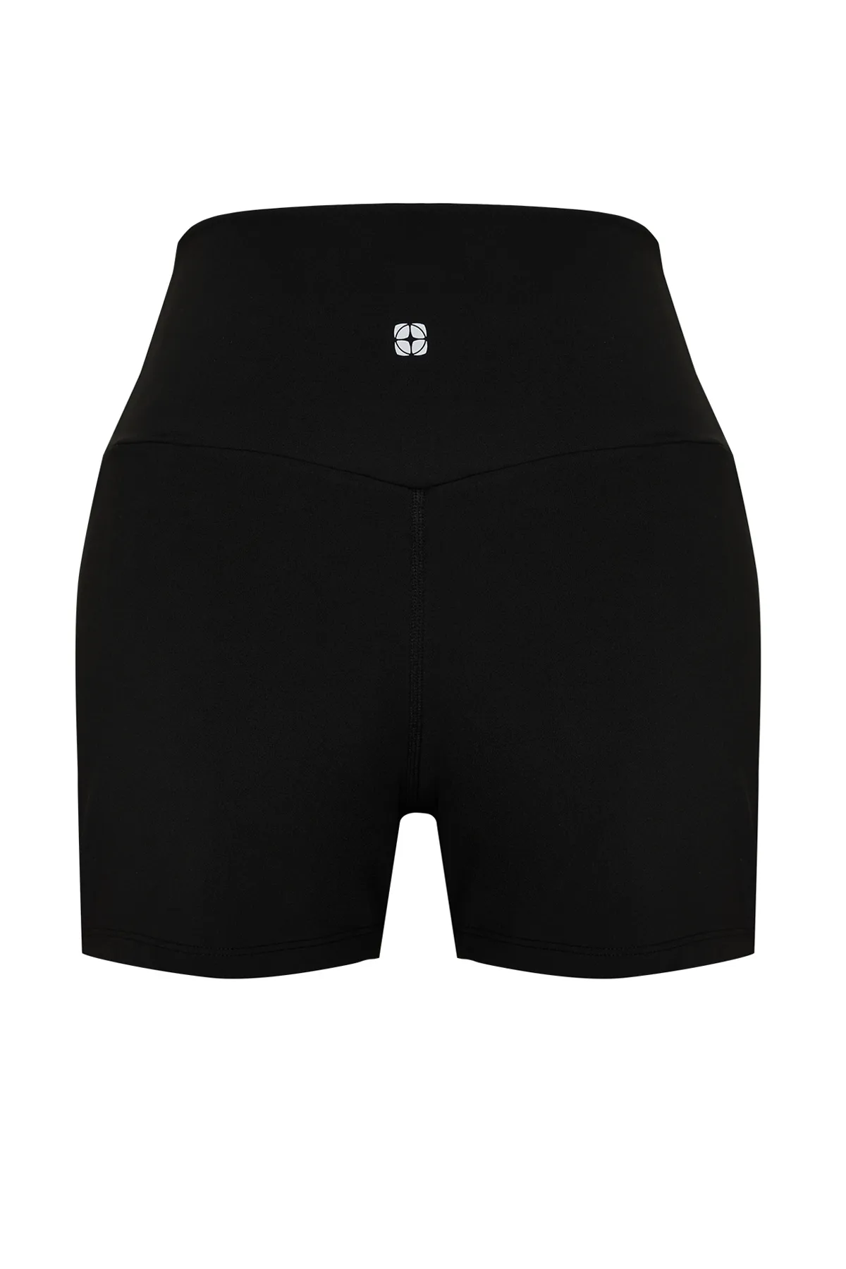 Trendyol Collection  Schwarze, gerüschte Restorer-Reflektor-Print-Sportshorts/kurze Leggings aus Strick mit lockerer Passform THMSS24TY00004