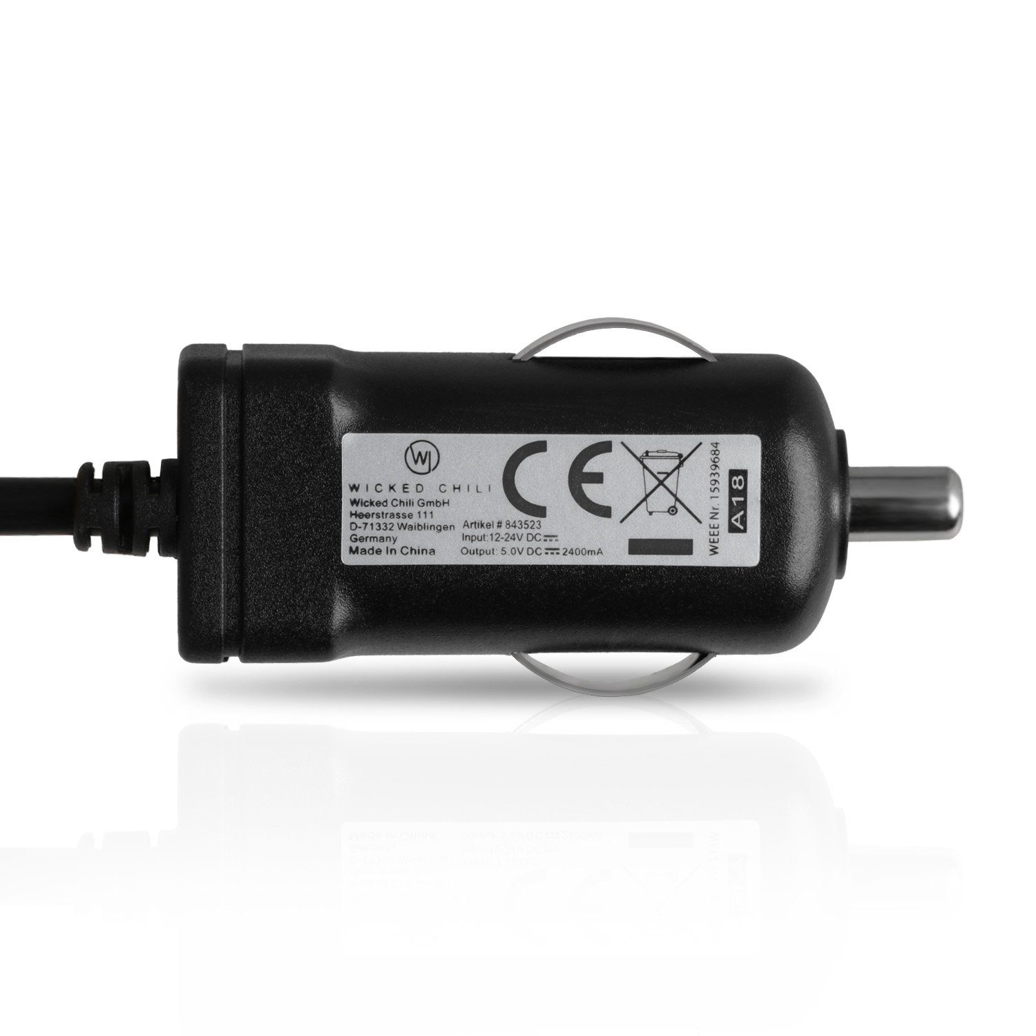 Wicked Chili 1,5m KFZ USB-C Ladekabel für Samsung Sony Huawei Xiaomi Auto-Adapter Zigarettenanzünder-Stecker zu USB-C, 150 cm, LED Licht, KFZ USB Ladegerät mit Typ C Stecker (150cm, 2.4A) kompatib