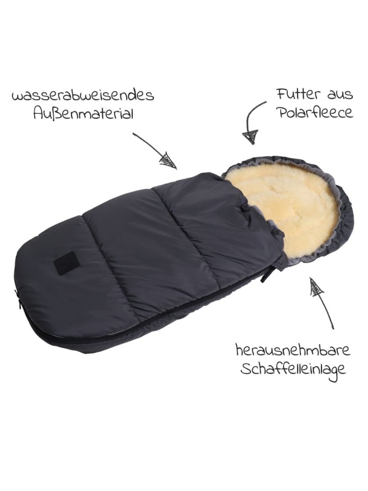 Kaiser Thermo-Fleece Fußsack mit Lammfelleinlage Lukky Look in grau günstig kaufen onesize