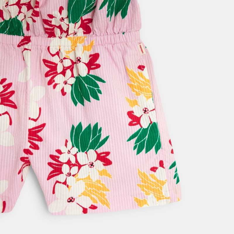 Combishort fille à motifs fleurs exotiques rose Catimini
