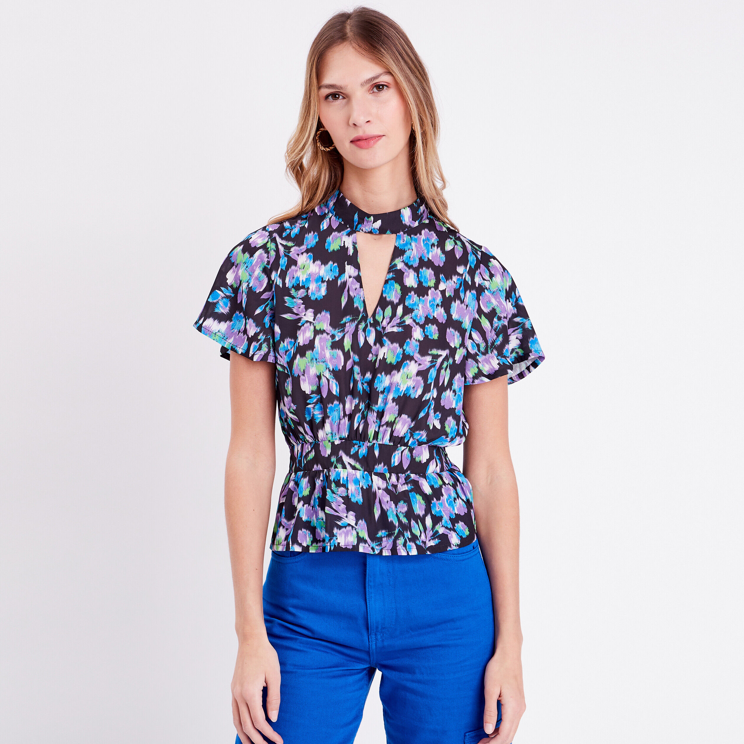 Blouse col montant noir femme | Cache Cache