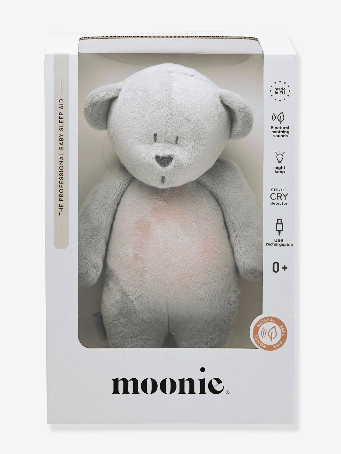 Veilleuse peluche MOONIE Ours douceur gris