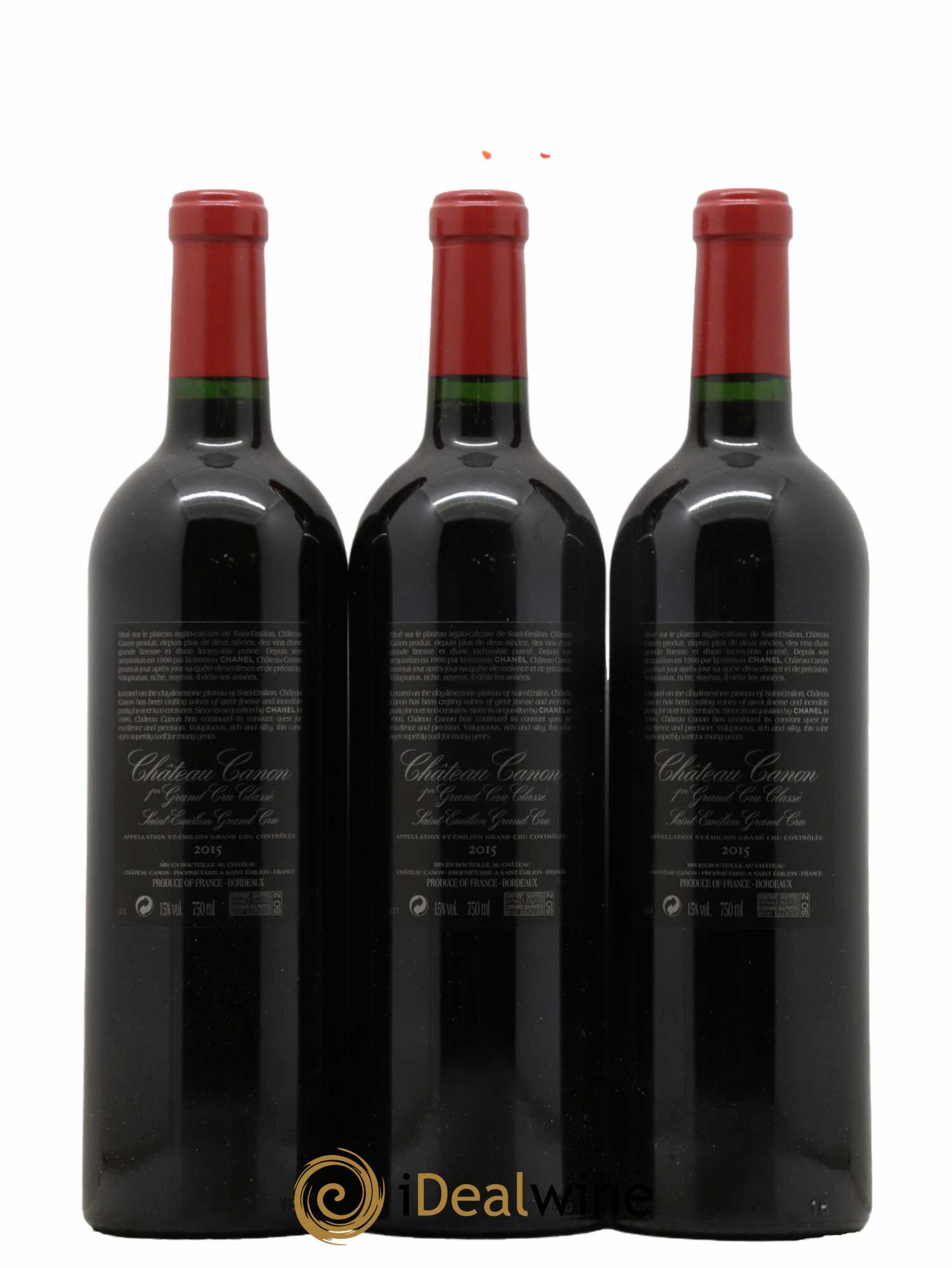 Château Canon 1er Grand Cru Classé B  2015 - Lot de 3 Bouteilles