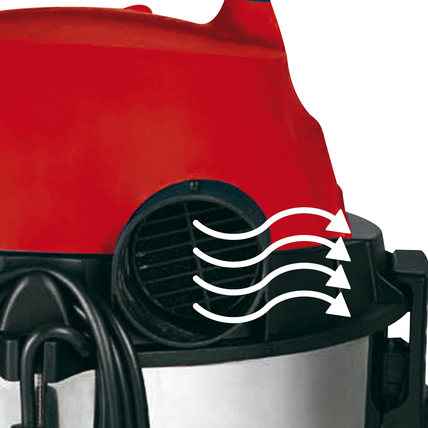 Einhell Nass-Trocken-Sauger TH-VC 1820 S, 1250 W, 4 Lenkrollen Zubehörhalterung Kabelhalterung Blasanschluss
