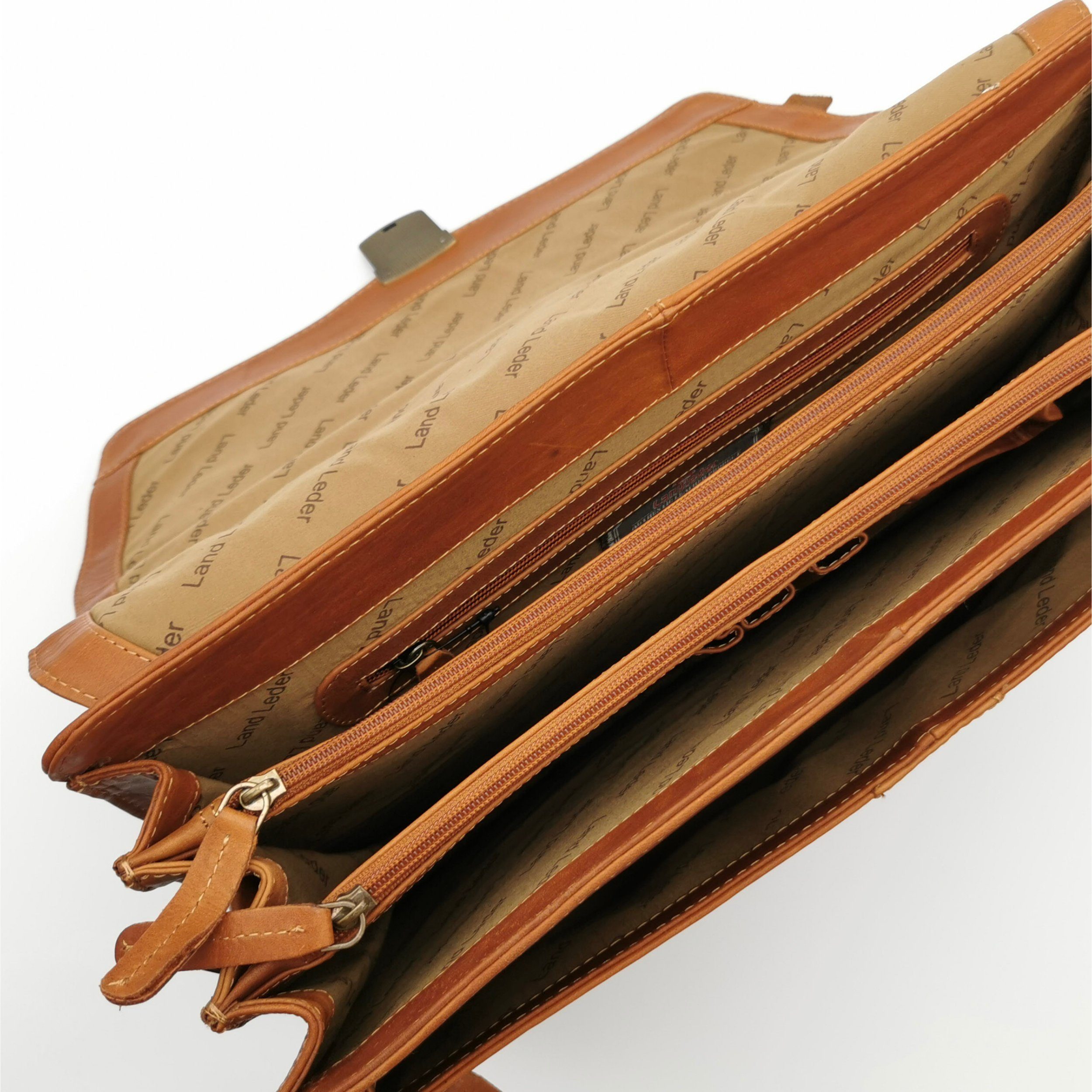 Landleder Aktentasche Premium Aktentasche für Ordner, Laptop, Tablet, 100% Rindleder
