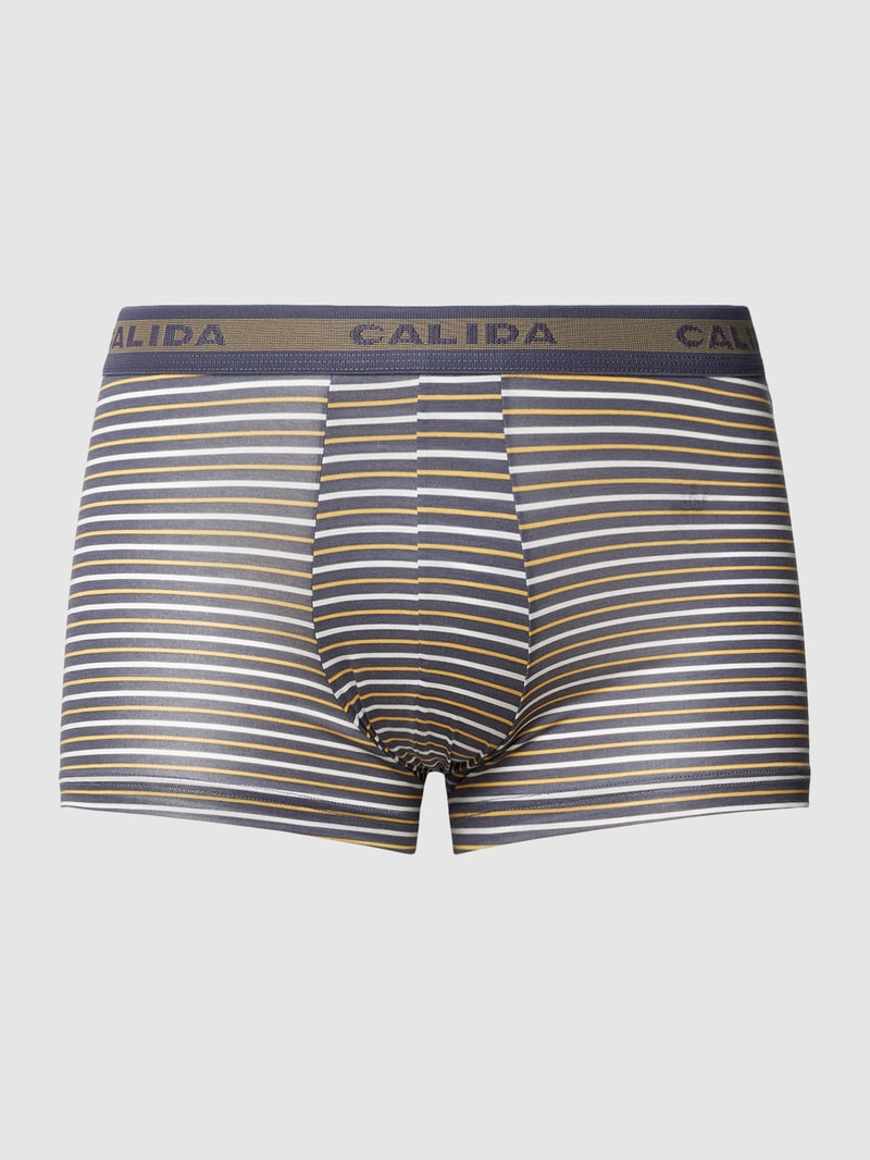 Trunks mit elastischem Logo-Bund Modell '100 % NATURE' in rauchblau