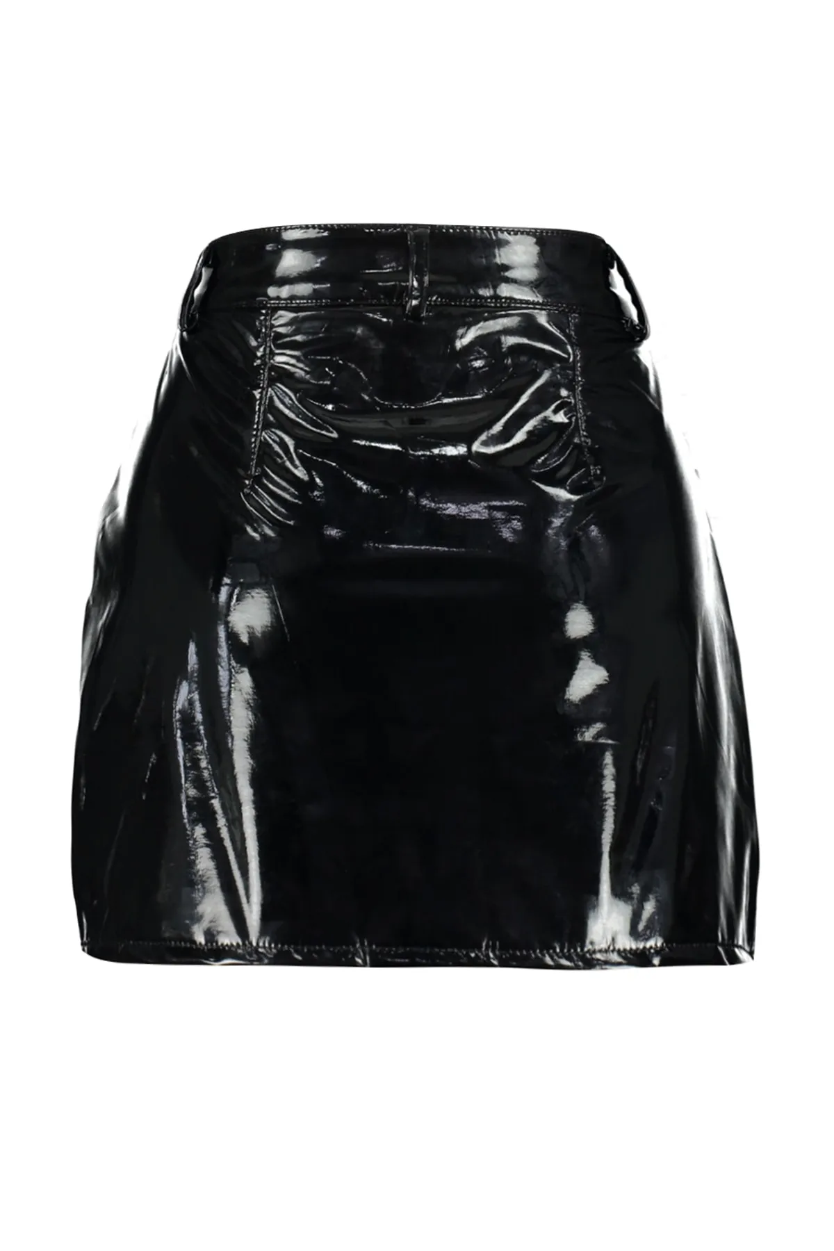 Trendyol Collection  Schwarzer, glänzender, gewebter Minirock aus Kunstleder TWOAW24ET00176