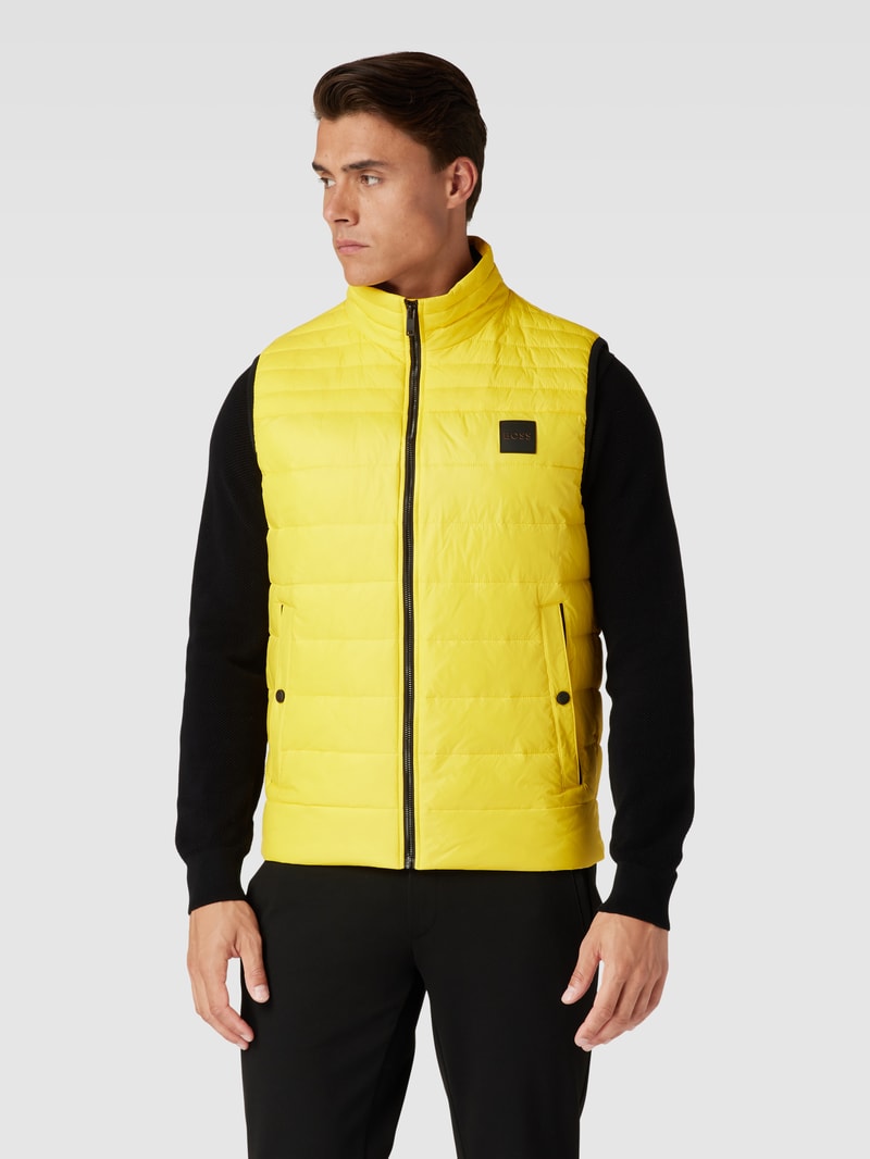 Steppweste mit Label-Patch Modell 'Odeno' in gelb