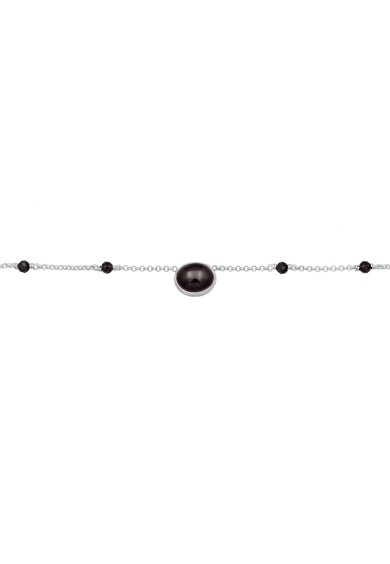 Naszyjnik typu choker Elli PREMIUM dla kobiet z owalnymi koralikami i onyksem ze srebra próby 925