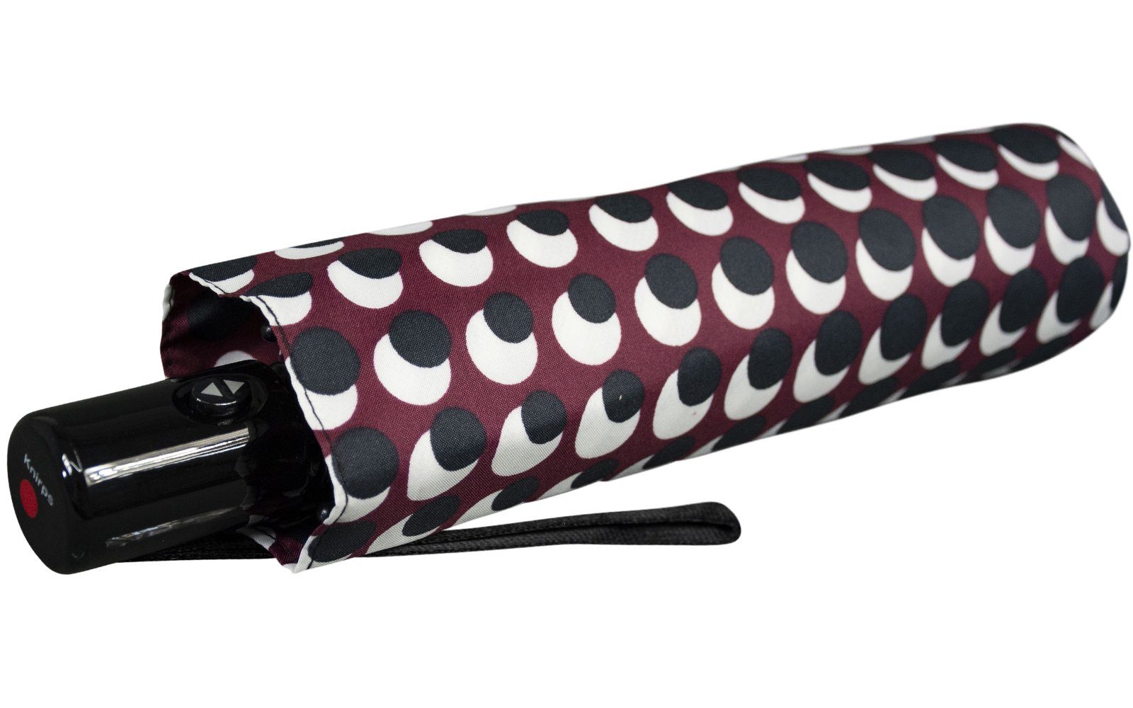 Knirps® Taschenregenschirm leichter, kompakter Schirm mit Auf-Zu-Automatik, schönes Design für Damen - Punkte Sun burgundy