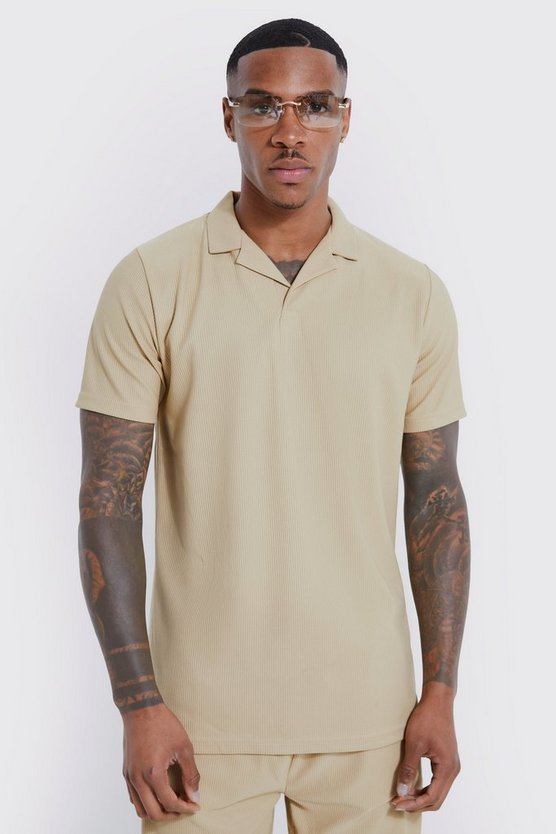 Geripptes Slim-Fit Ottoman Poloshirt