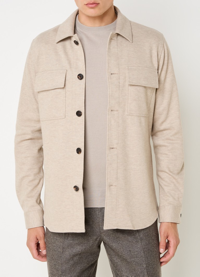 Camicia-giacca Profuomo a vestibilità classica in misto lana con tasche sul petto.