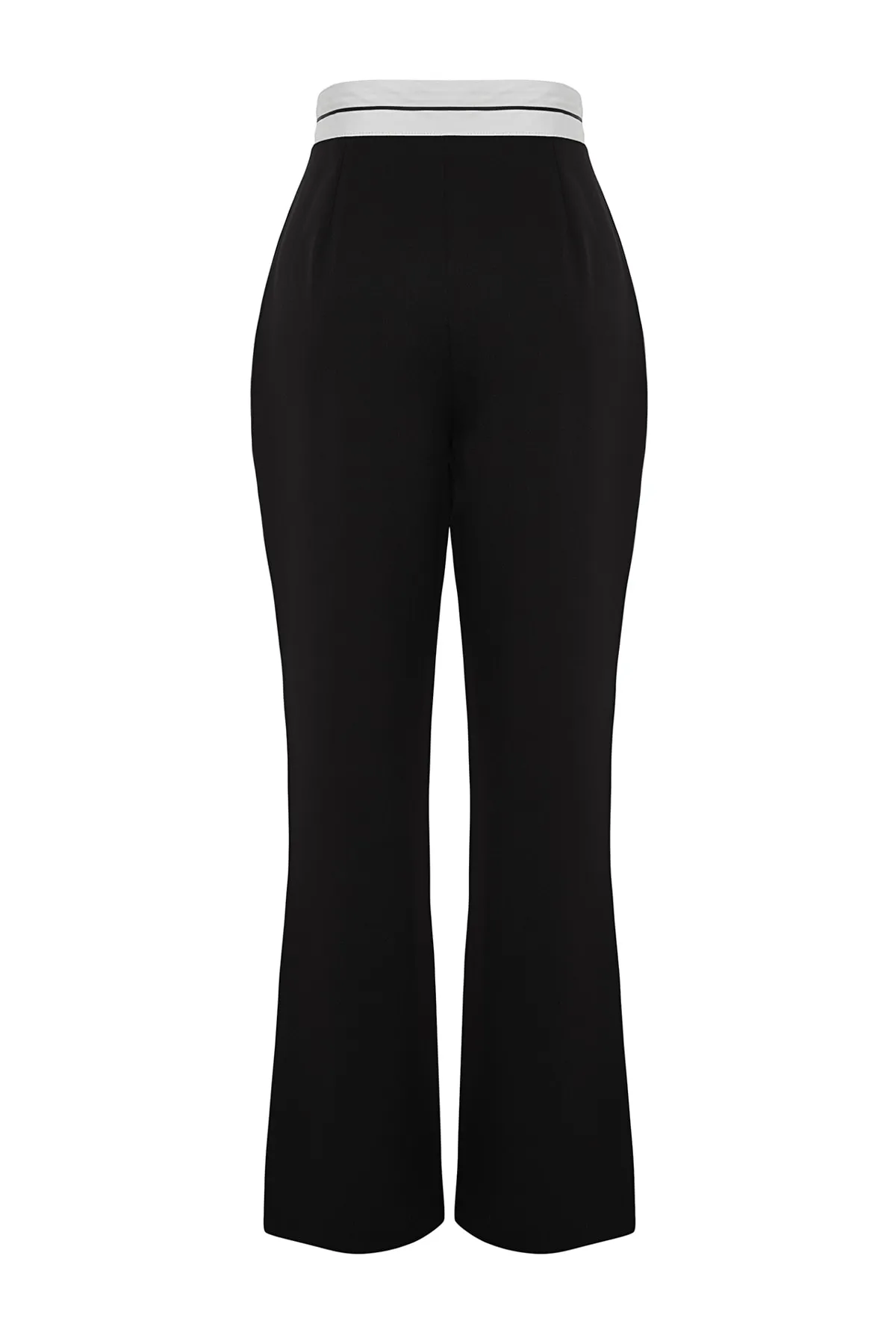 Trendyol Collection  Schwarze Hose mit weitem Bein und gewebtem Taillendetail TWOAW24PL00037