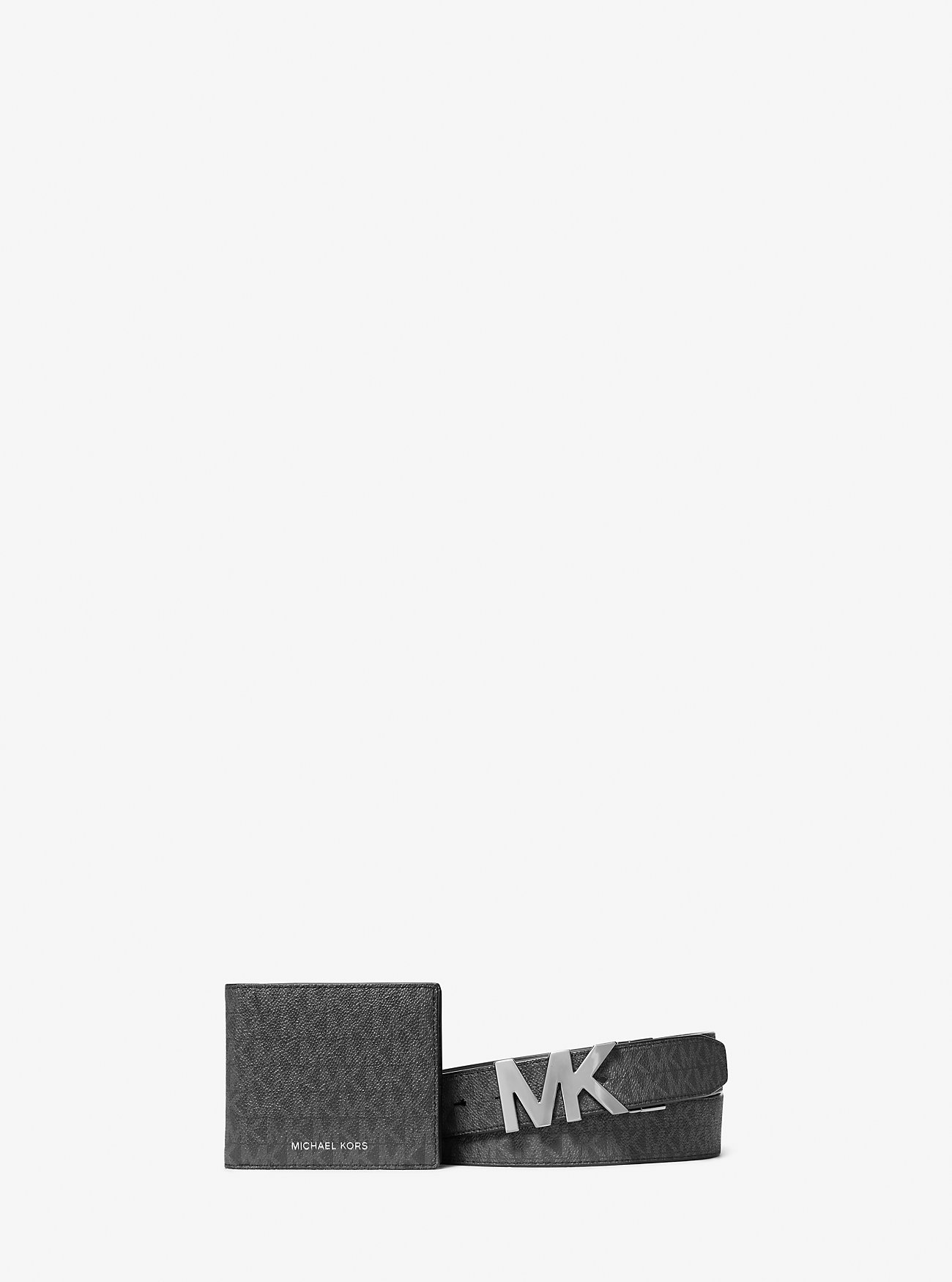Signature Logo Wallet and Reversible Belt Gift Set - BLACK