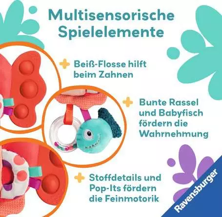 Play+ Pop-it Piranha (rot) - Babyspielzeug ab 0 Monaten
