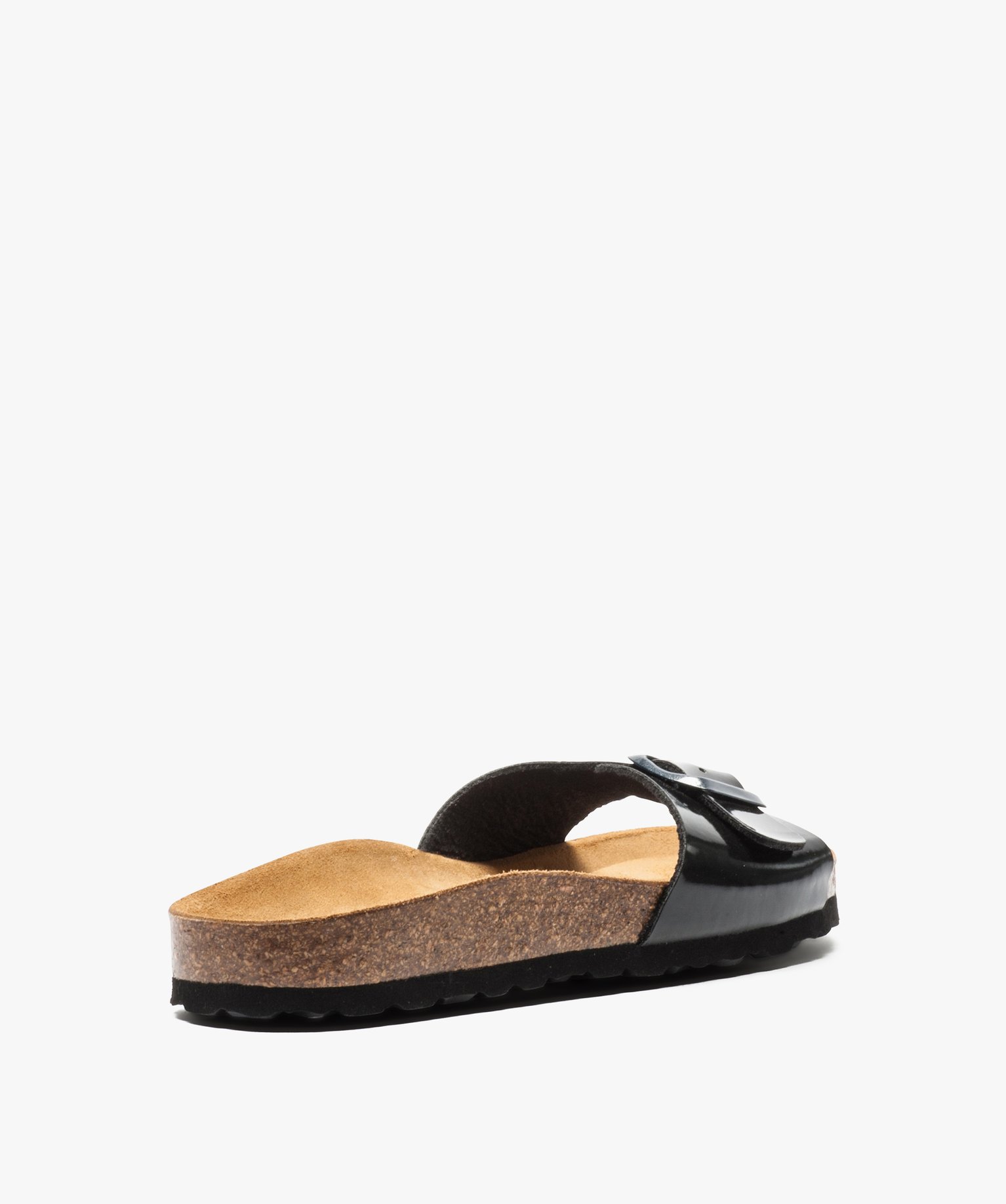 Mules femme à talon plat et large bride ajustable noir | GEMO