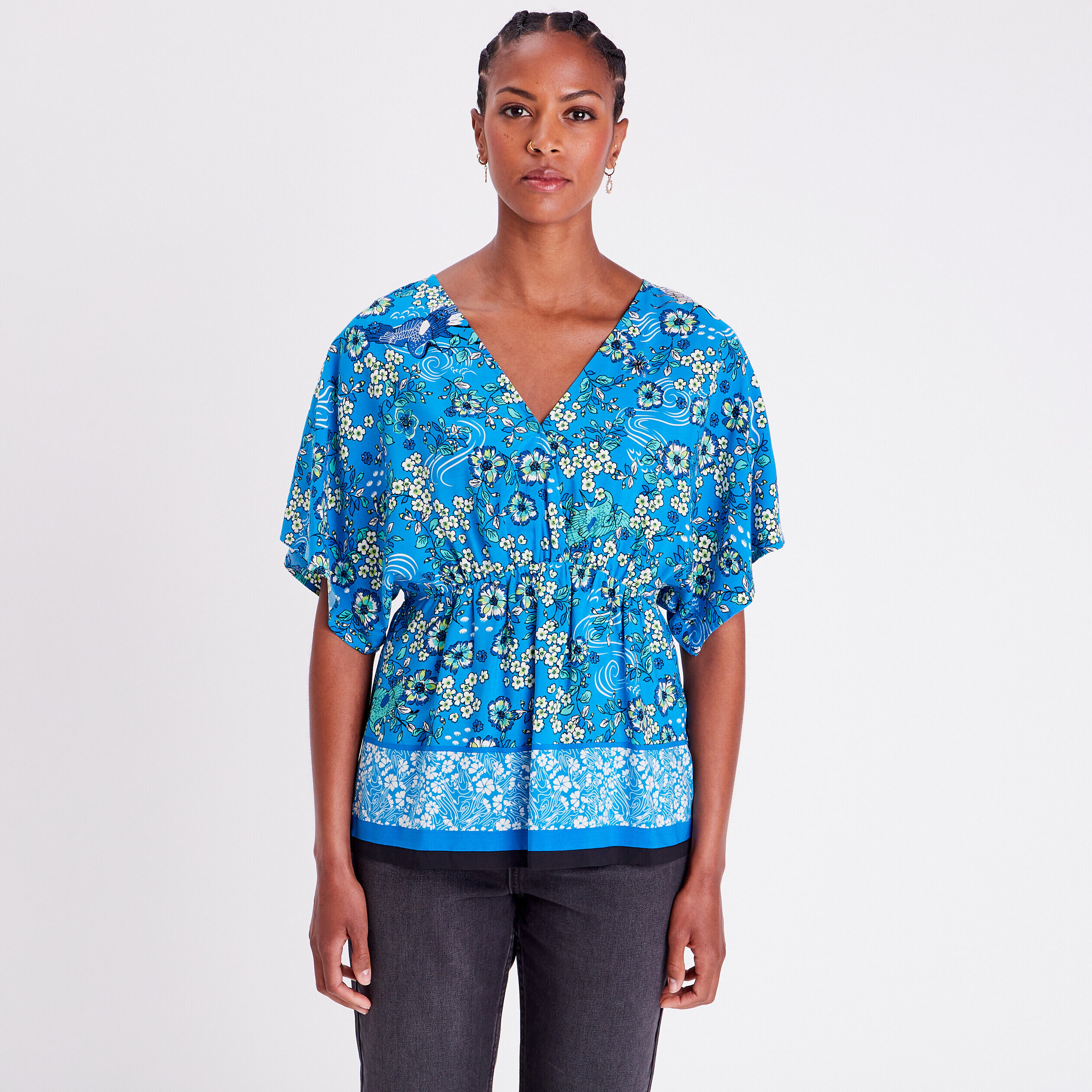 Blouse manches courtes bleu clair femme | Cache Cache