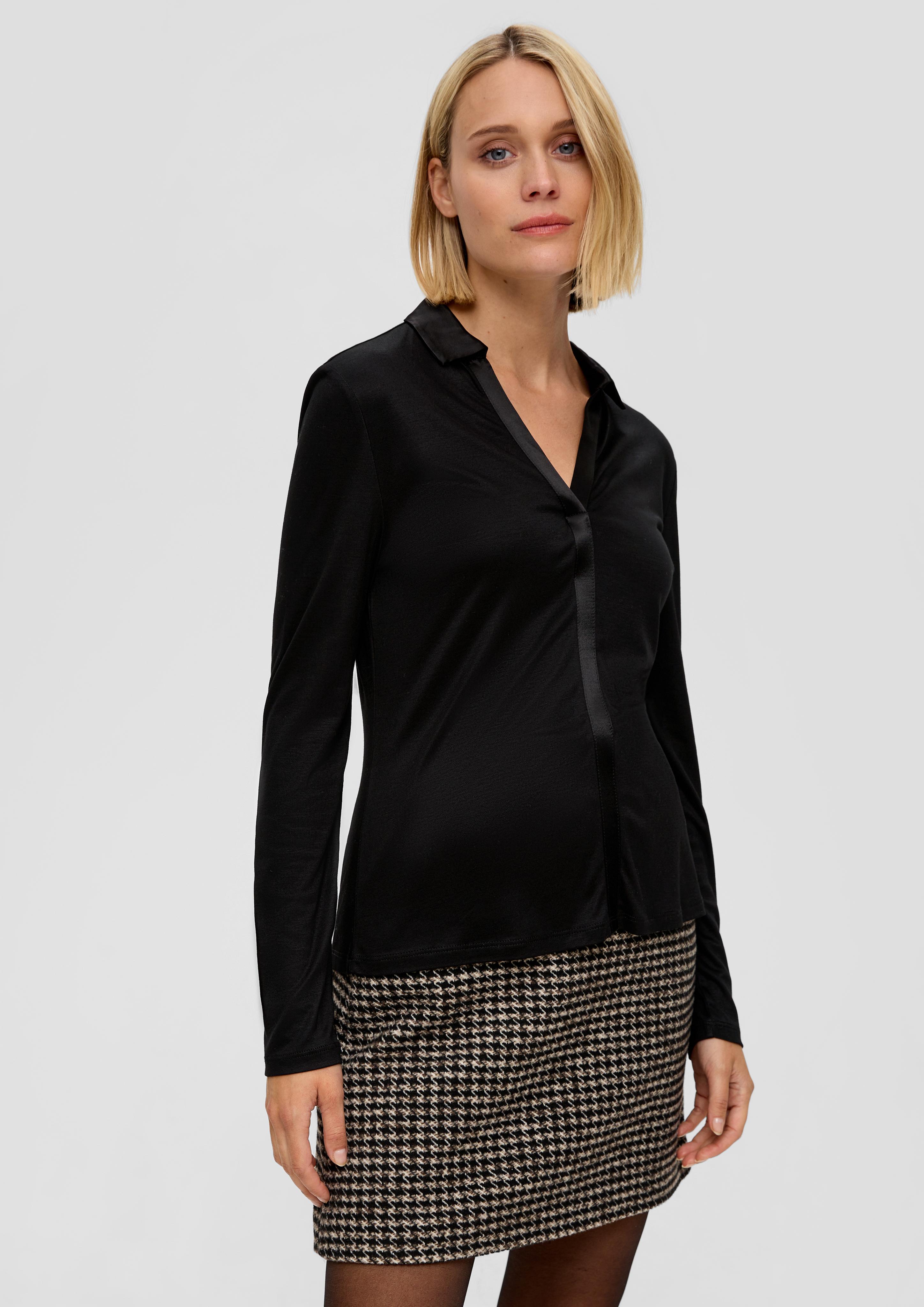 Viskoseshirt mit Satindetails  2135712-9999