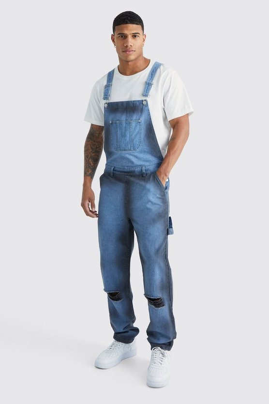 Lockere Latzhose mit Spray-Print