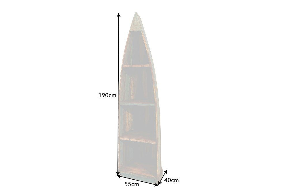riess-ambiente Standregal JAKARTA 190cm natur / bunt, Einzelartikel 1-tlg., Wohnzimmer · Massivholz · Boot · stehend · Boho