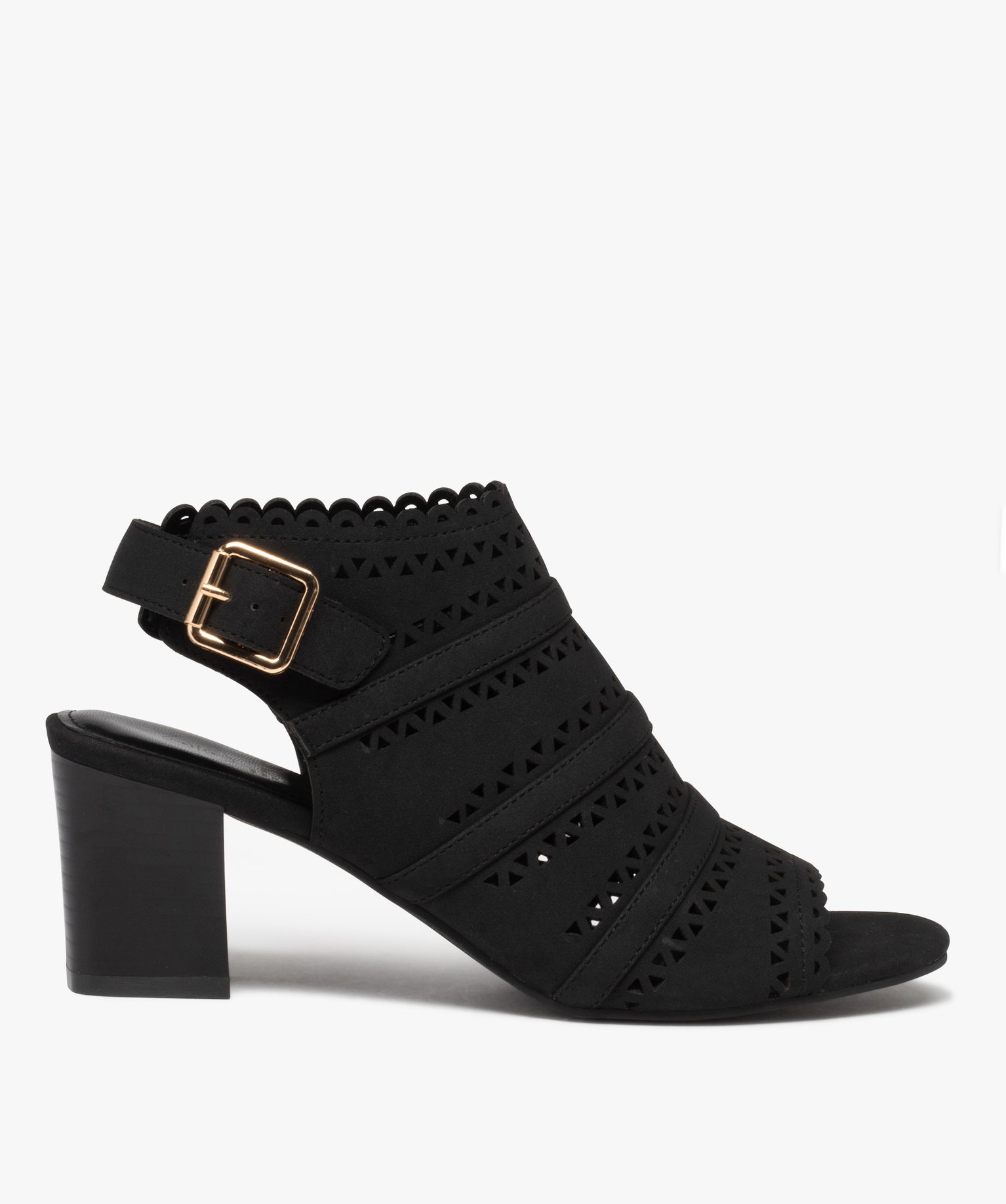 Sandales femme à talon dessus couvrant ajouré noir | GEMO