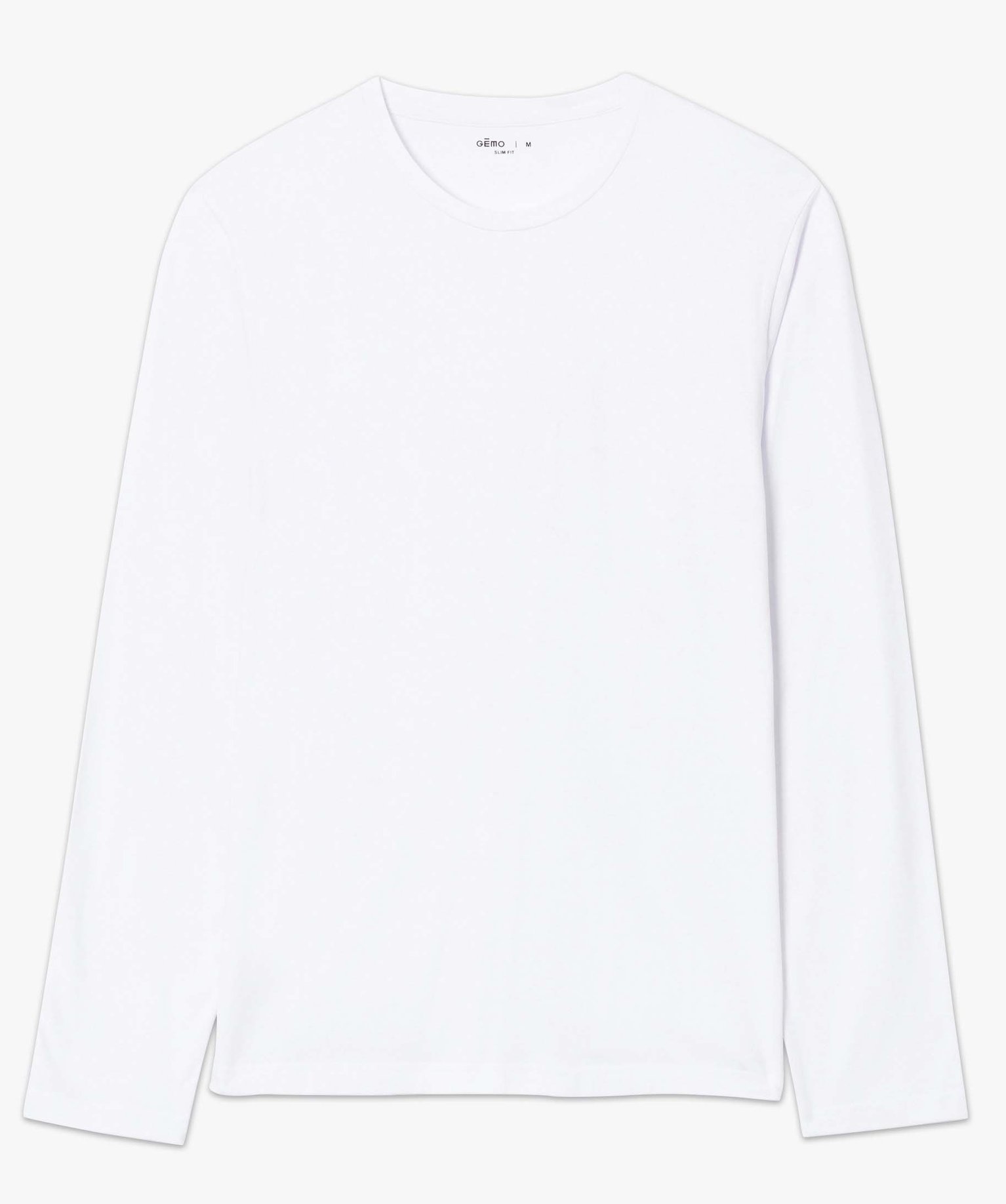 Tee-shirt homme à manches longues et col rond coupe slim blanc | GEMO