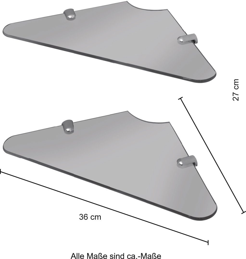 welltime Eckregal Duschregal, Packung 2-tlg., B: 36,5 cm, Badezimmer Regal mit Klarglas Ablagen, Duscheckregal