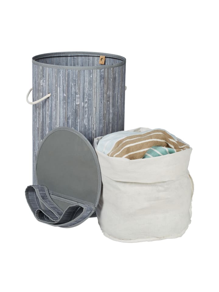 relaxdays Wäschekorb in Grau - (H)63 x Ø40 cm günstig kaufen onesize