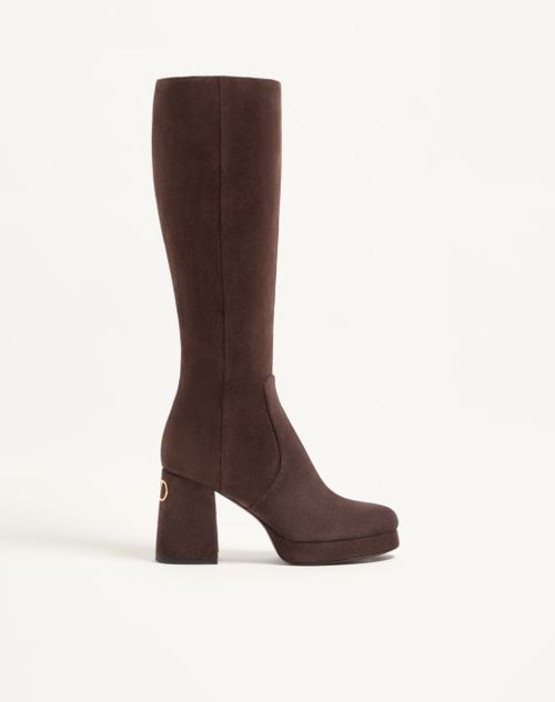 Bota plataforma Fawcette de 90 mm em couro dividido