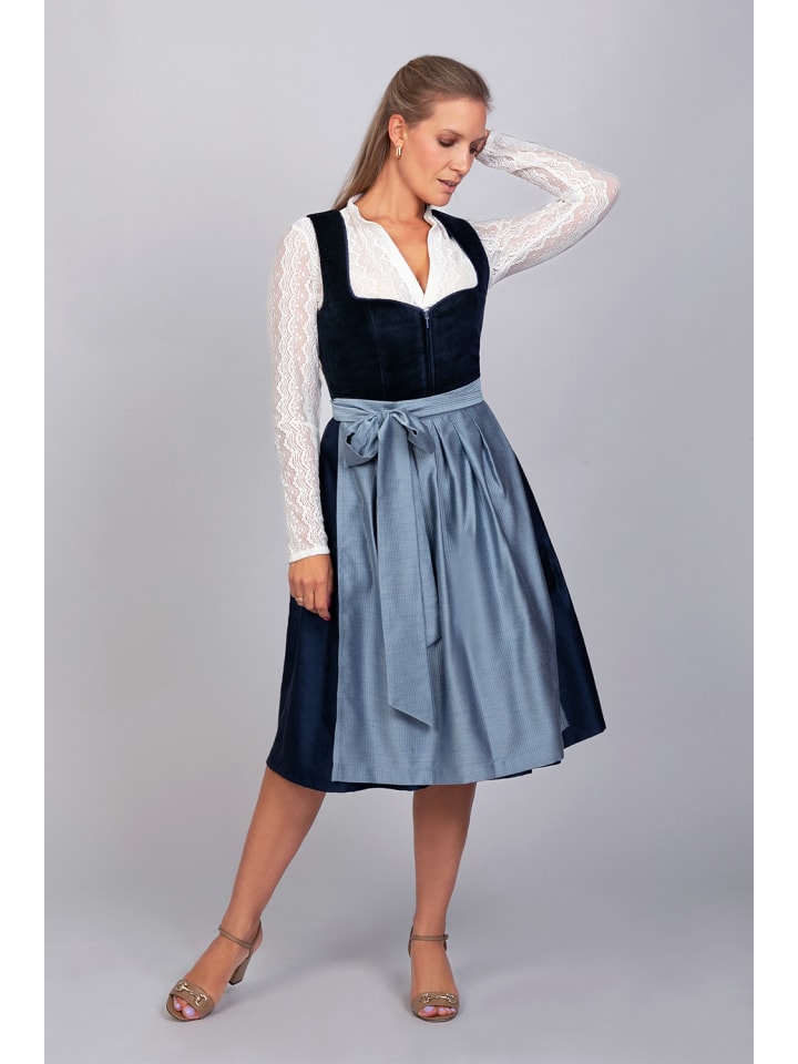 Edelnice Midi Dirndl Luna Samt Blau in blau günstig kaufen