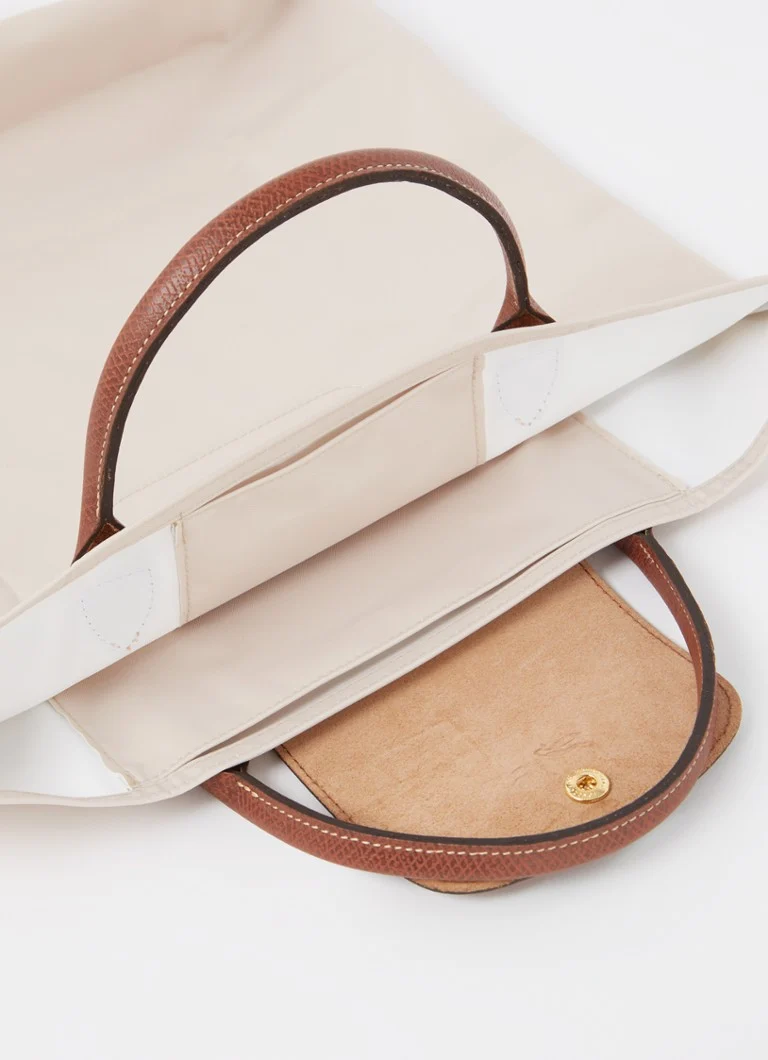 Geantă Longchamp Le Pliage Original, mărimea M, cu detalii din piele.