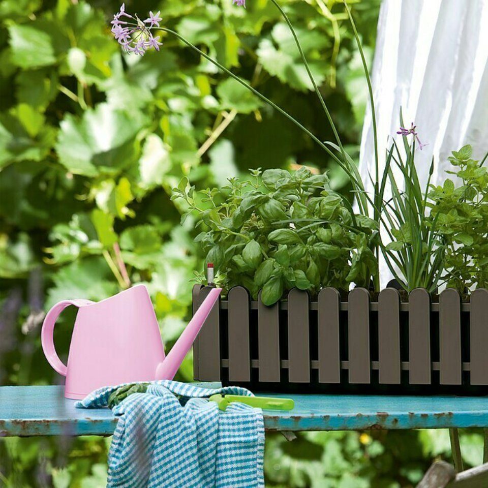 ONDIS24 Blumenkasten Landhaus Balkonkasten Kasten Aqua Comfort Pflanzkübel, aus recyceltem Kunststoff, witterungsbeständig, inkl. Wasserspeicher